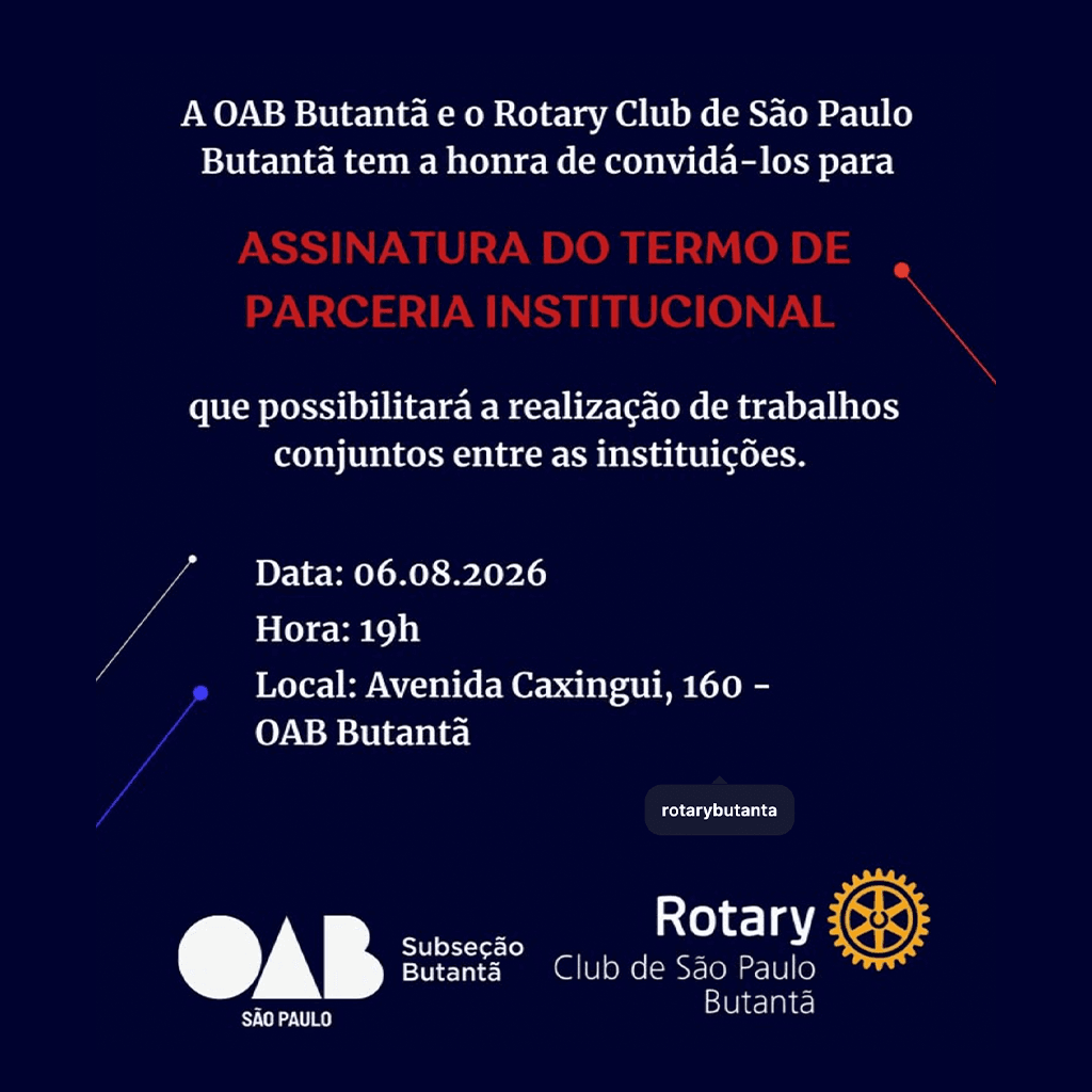 Convite: ROTARY CLUB + OAB BUTANTÃ