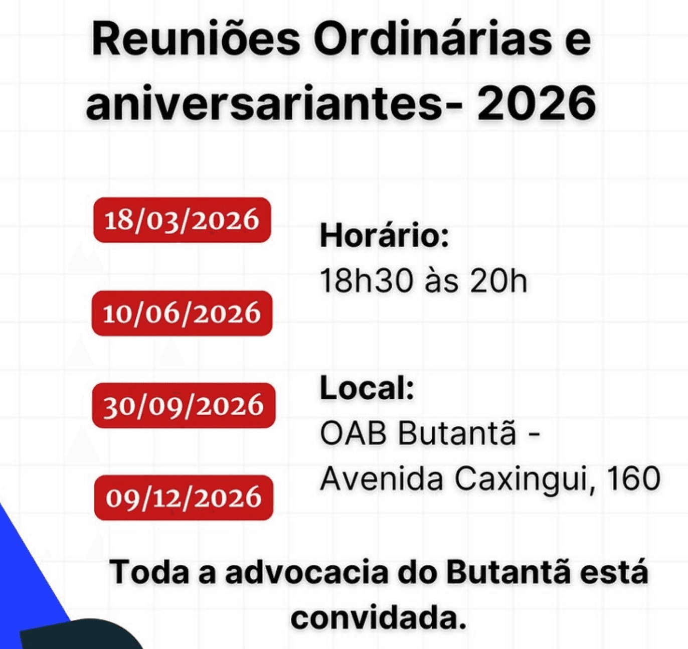 Reuniões Ordinárias e aniversariantes - 2026 - III